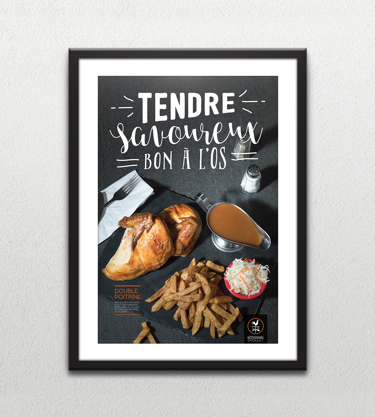 Affiche - Poitrine de poulet - Tendre savoureux bon à l'os