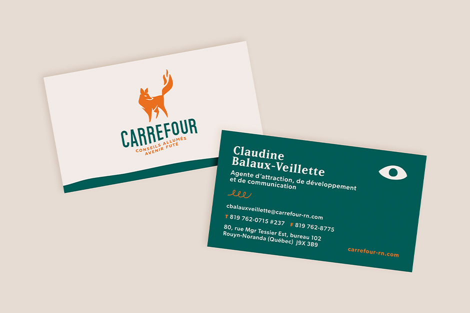 Carrefour de Rouyn-Noranda - Recto et verso de la carte d'affaires